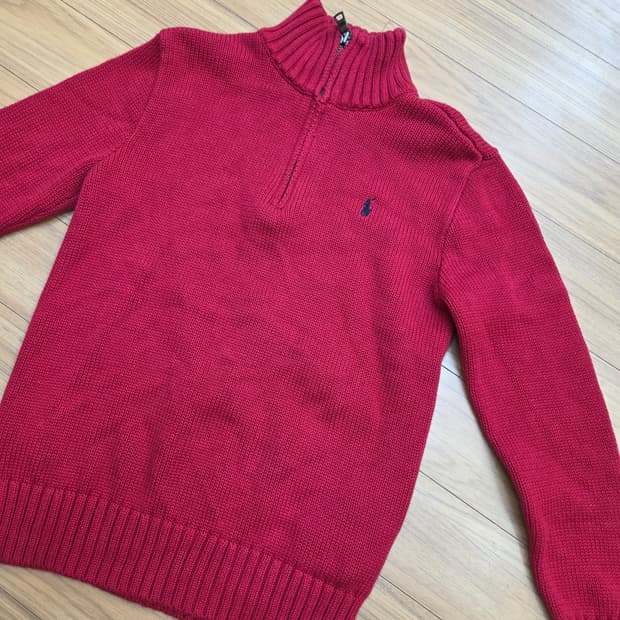 폴로 랄프로렌 키즈 빨간색 반집업 니트입니다
사이즈는 M(10-12) 1