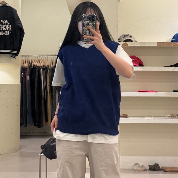 폴로 랄프로렌 블루 램스울 니트 베스트 U1720