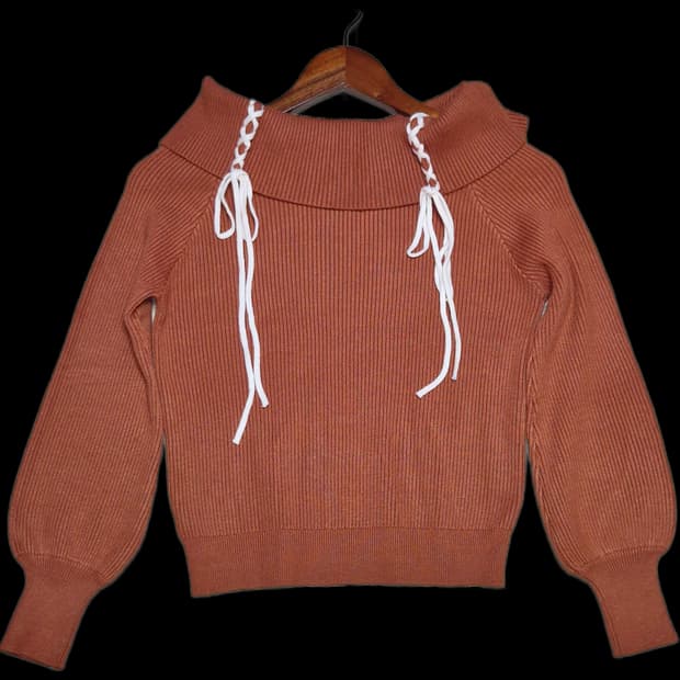 벽돌 빈티지 셔링 니트 오프숄더