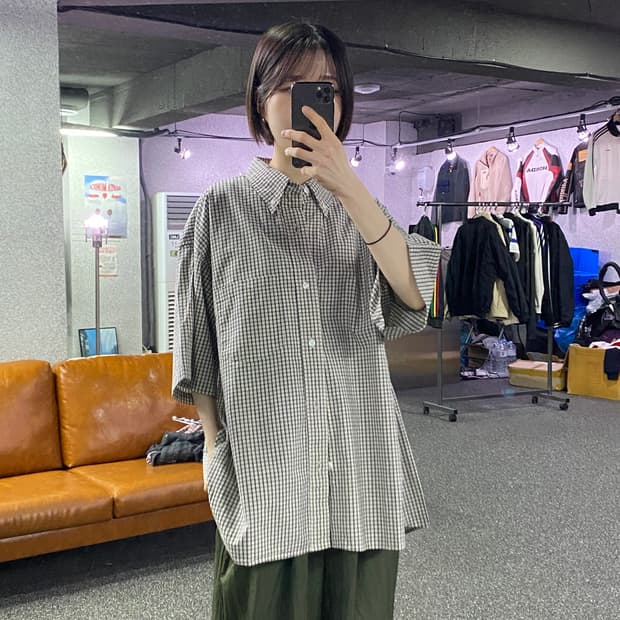 파르티멘토 원포켓 체크패턴 반팔 셔츠 B4551