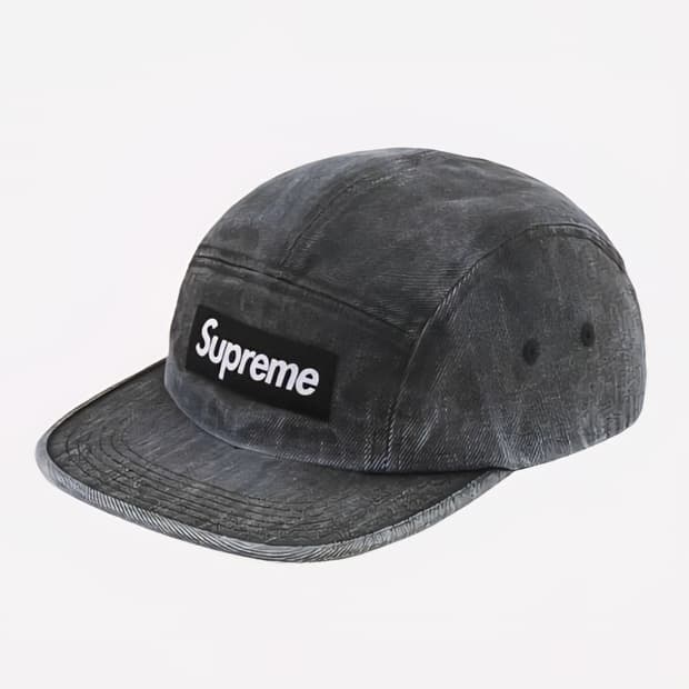 슈프림 Coated Denim Camp Cap (black)