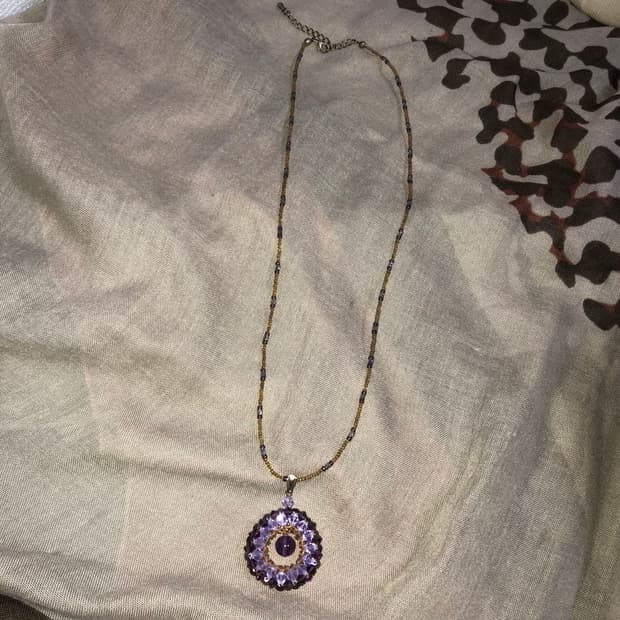 빈티지 핸드메이드 비즈 보라 목걸이 페어리 모리걸 하구미