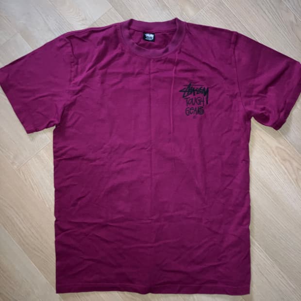 스투시 반팔 버건디 (사이즈: l)