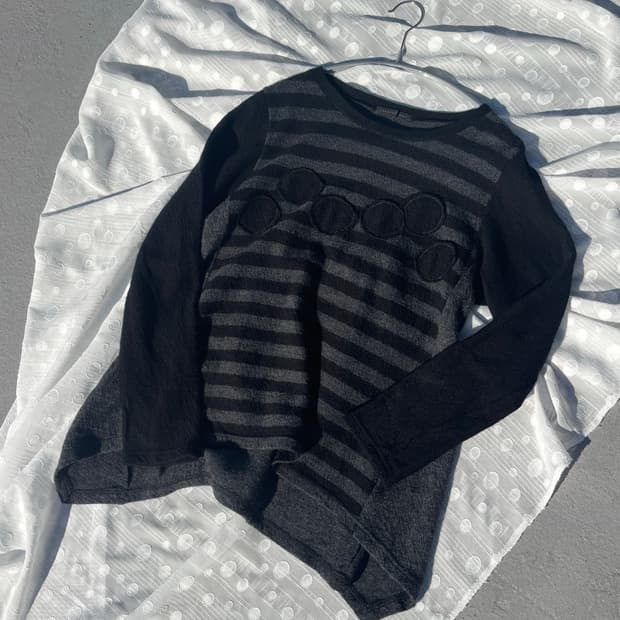 crescent duo 언발 스트라이프 배색 티셔츠