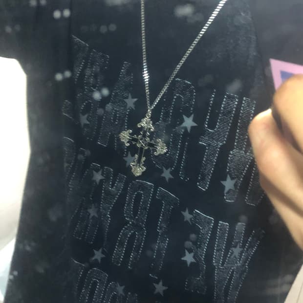 십자가 별저주문양 블랙 목걸이