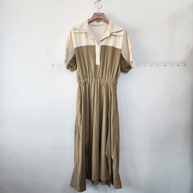 SJSJ 카라넥 배색 롱 원피스