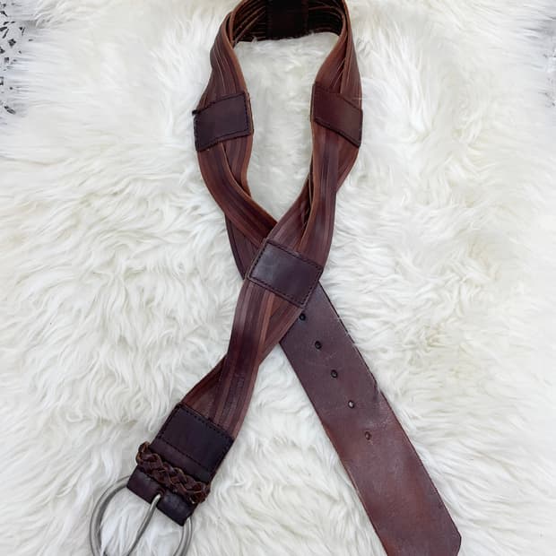 리얼레더 위빙 디테일 버클 벨트