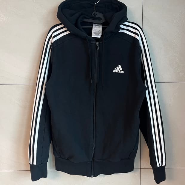 아디다스 삼선 후드집업 블랙 (M)