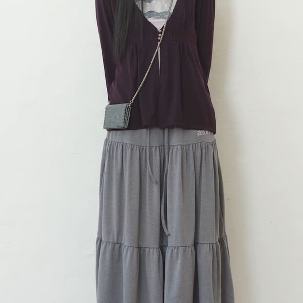 애즈온 amy long skirt 에이미 롱스커트 그레이