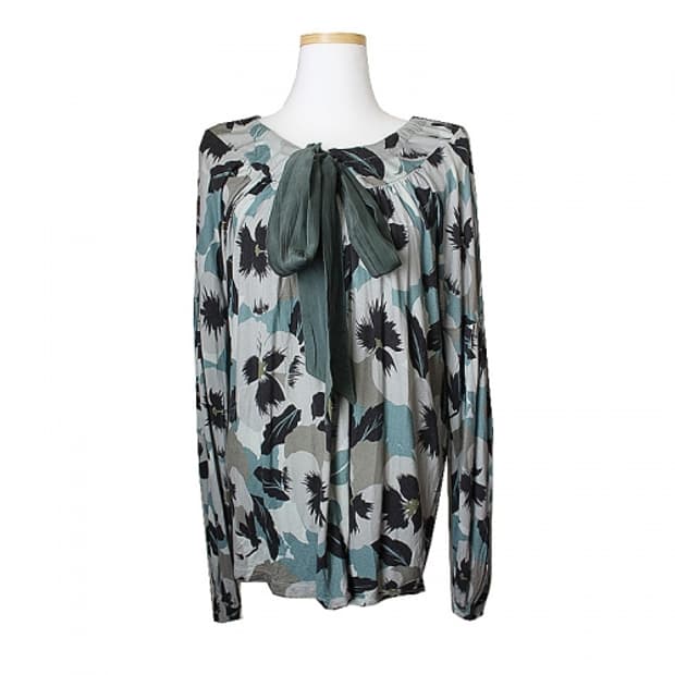 오일릴리 그린 팬지 프린트 블라우스 77