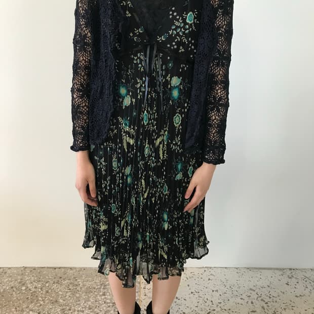 시네마클럽 페어리 오리엔탈 플라워 쉬폰 원피스