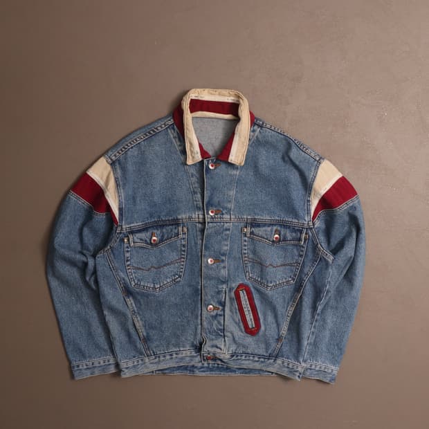 90's 일본빈티지 데님 자수 봄버자켓 A1682