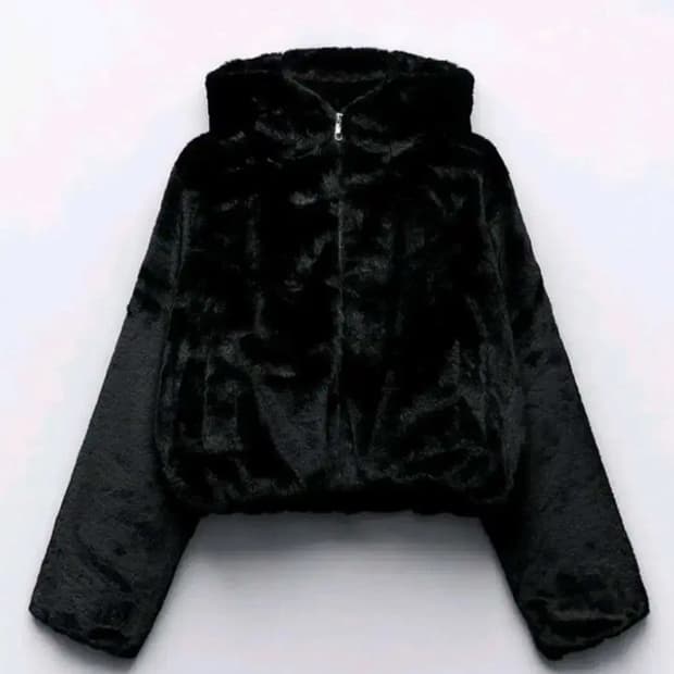 자라 퍼 자켓 zipup black 