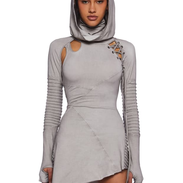 Dolls kill 돌스킬 후드 미니 원피스 그레이