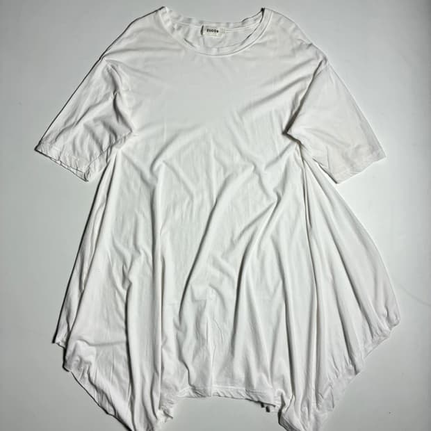 주카 ZUCCA 재팬 비대칭 헴라인 반팔 원피스 R2857