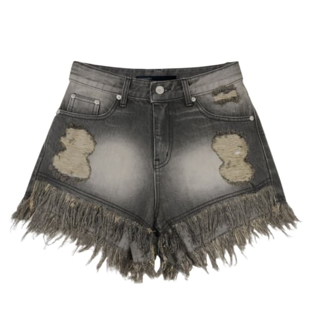 보헤미안서울 데미지 워싱 쇼츠 반바지 그레이