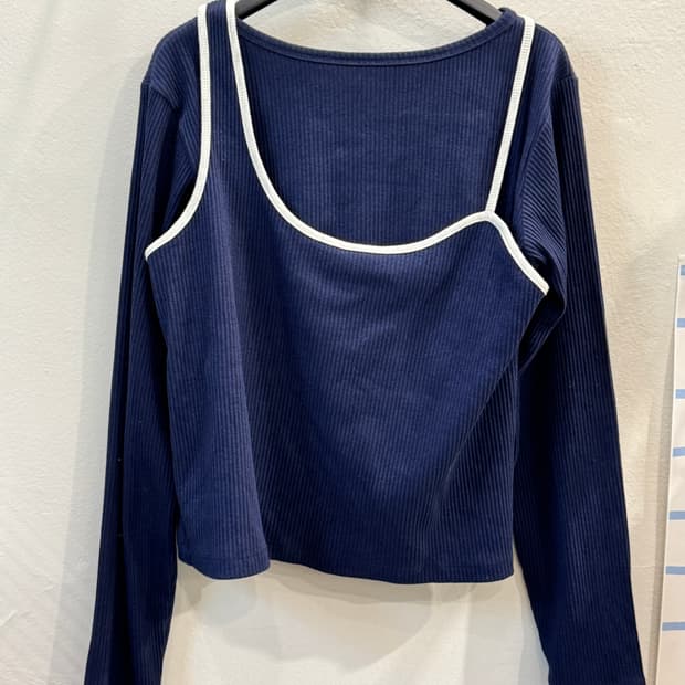 japan vintage 나시 레이어 골지크롭티