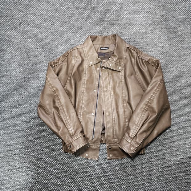 투머치택스 여성 브라운 레더자켓 M
