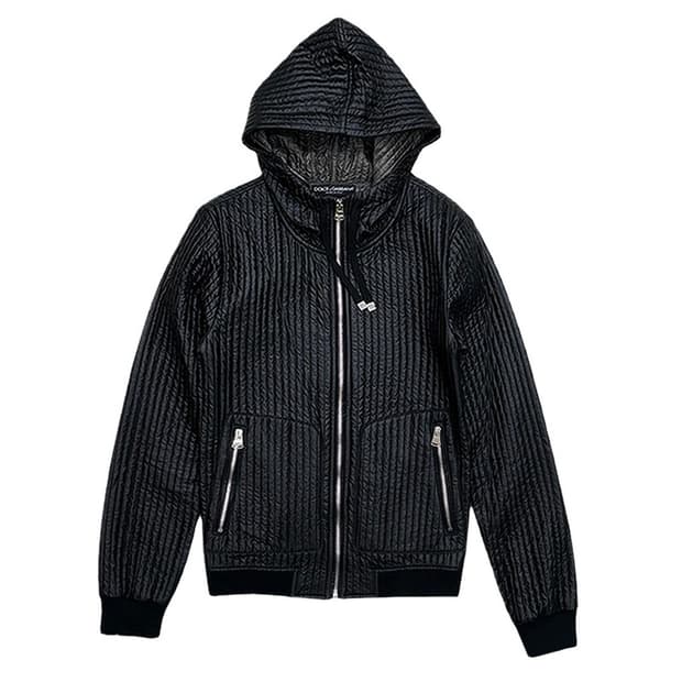 돌체앤가바나 퀄팅 후드집업 자켓 블랙 46