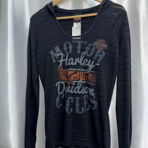 할리데이비슨 여성 긴팔 후드 슬림티 롱슬리브