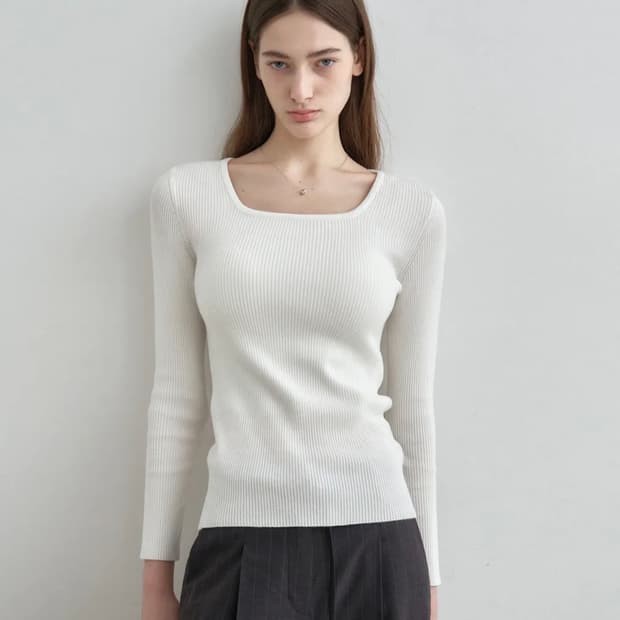 몽돌 스퀘어넥 골지 니트