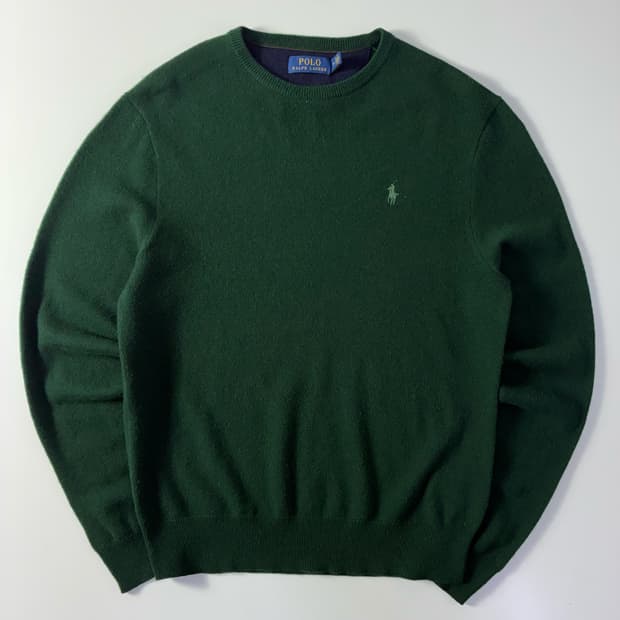 Polo  폴로 랄프로렌 자수 메리노울 그린 니트 