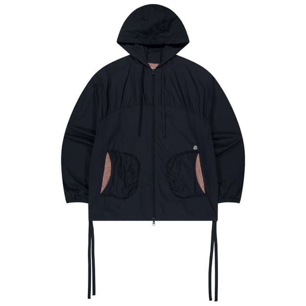 CHECK WRINKLES WIND BREAKER NAVY 1SIZE