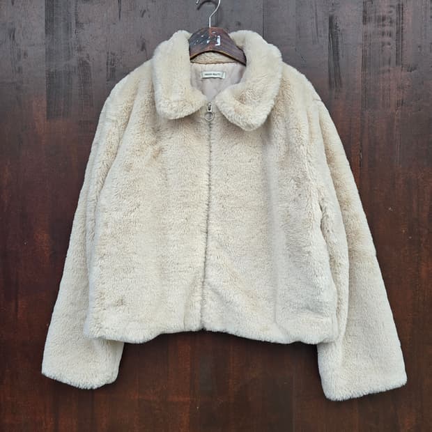 아이보리 퍼 자켓 M