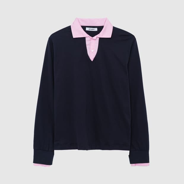 (S,M) 기마구아스 LUIS LS POLO 셔츠 네이비 핑크