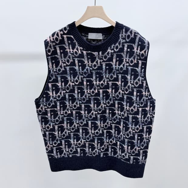 [S+급/XL] 디올 오블리크 자카드 니트 조끼 베스트