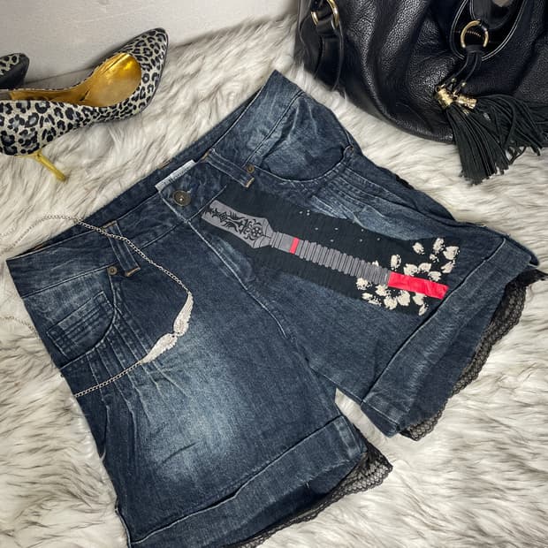 오리엔탈 레이스 데님 팬츠