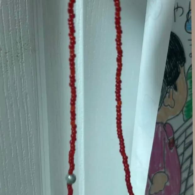 빈티지 비즈 레드 목걸이 / red point necklace