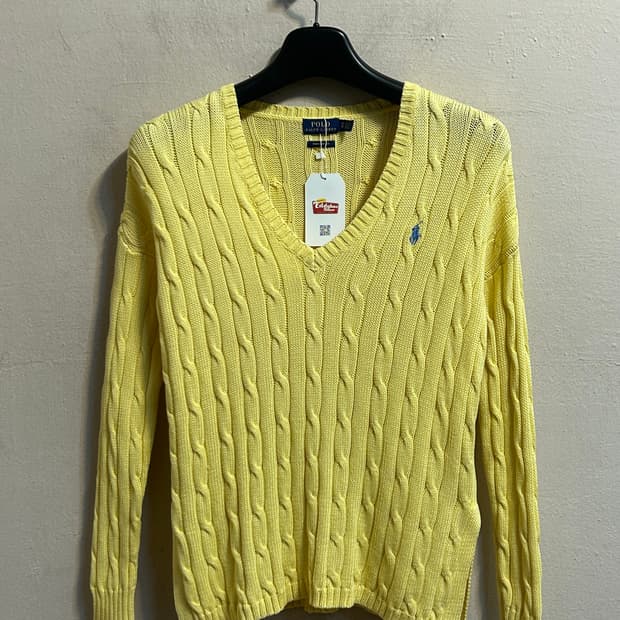 폴로 랄프로렌 케이블 브이넥 니트 스웨터