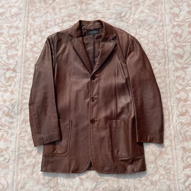 빈티지 브라운 램스킨 쓰리버튼 블레이져