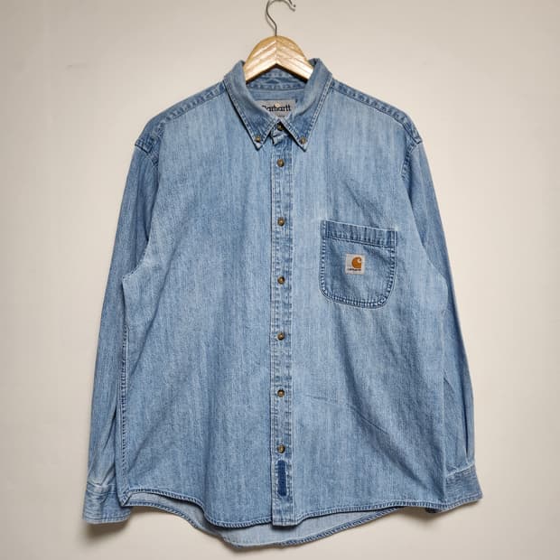 칼하트Carhartt 카라 배색 데님 셔츠 L - S196