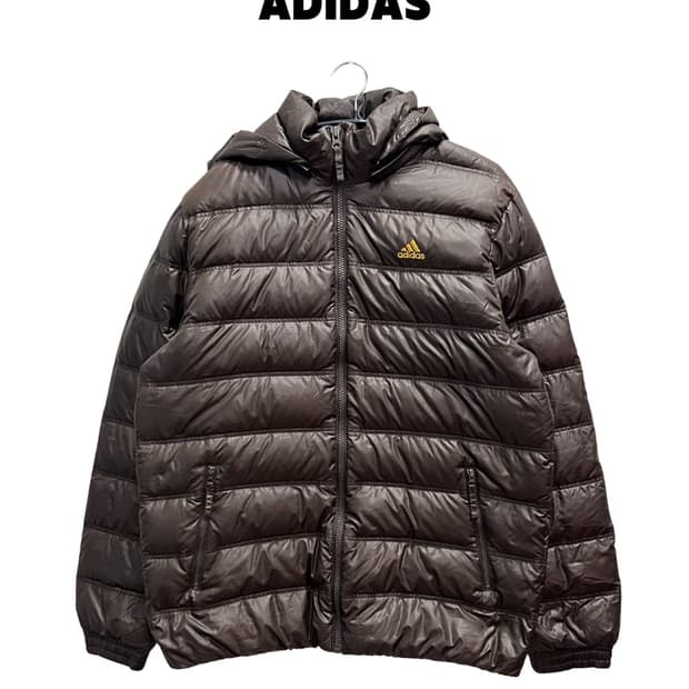 (100) 아디다스 올드스쿨 경량 구스다운 패딩 후드 자켓 브라운