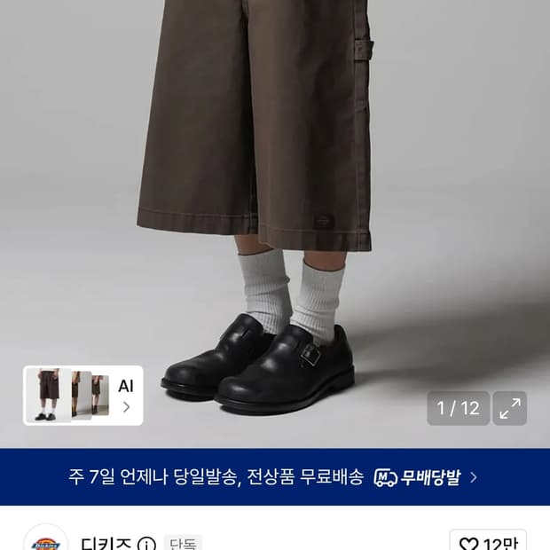(새상품) 디키즈 가먼트 다이드 오버랭스 트윌 쇼츠 Brown L