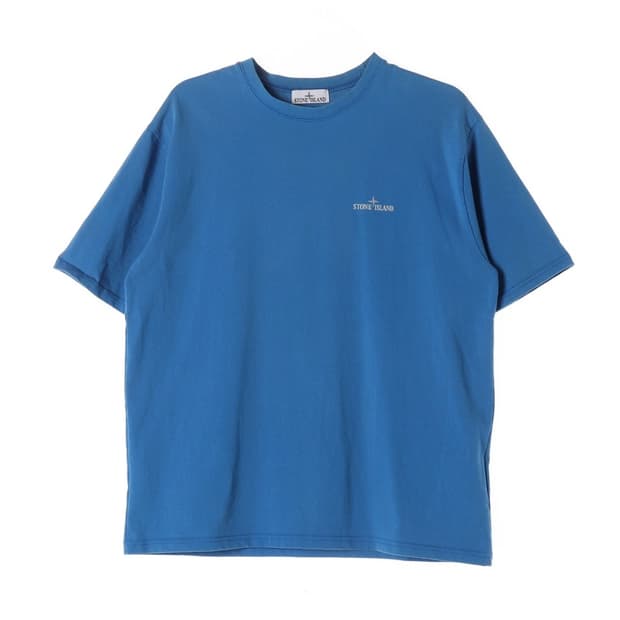 스톤아일랜드 로고 와펜 패치 반팔 티셔츠 블루 105