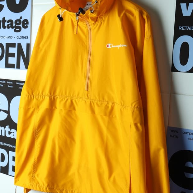 (XL-2XL) 챔피온 집업 바람막이 점퍼자켓 아노락 노랑-H32693