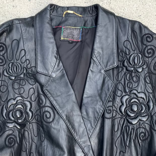Black floral cord embroidery jacket