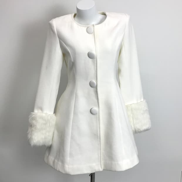 CECIL McBEE Fur Cuff A-line Coat