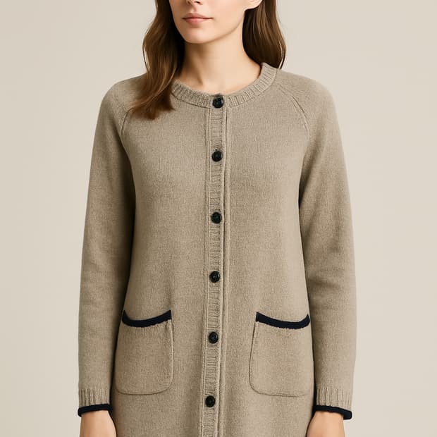 🌿 대치동 짜임공방 니트 하프 가디건 (Free / 베이지×네이비)