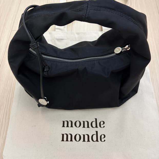 몽드몽드 Clock nylon tote bag Black