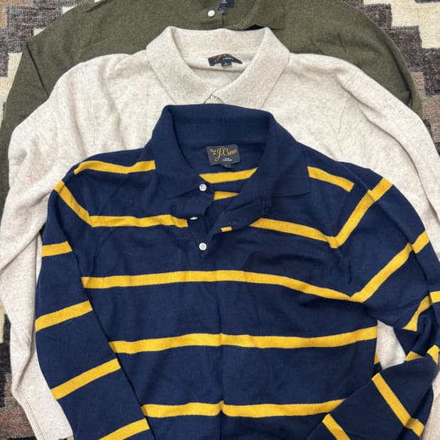 제이크루 캐시미어 100% 럭비티 L 사이즈 폴로 드레익스