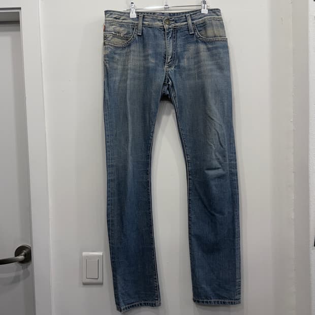 로빈스진 슬림핏 바이커 