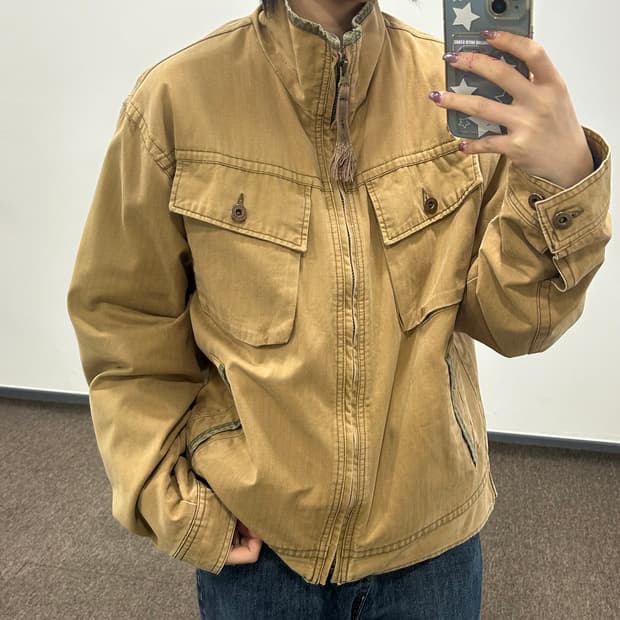 Vintage 멀티포켓 지퍼 포인트 자켓 