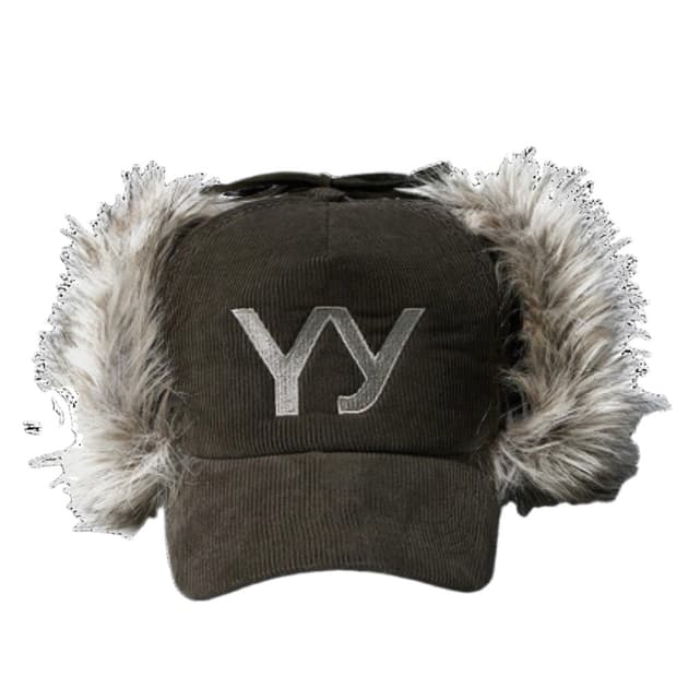 오픈 와이와이 포우 퍼 코듀로이 이어플랩 캡 카키