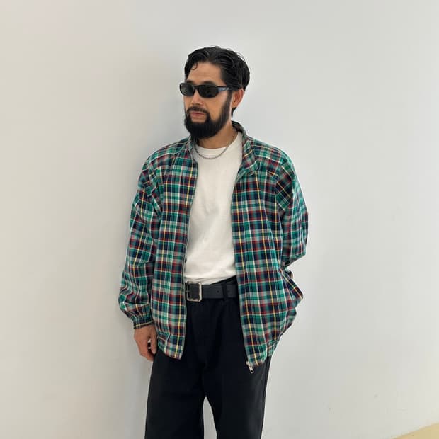 Vintage 80s Plaid Bomber Jacket