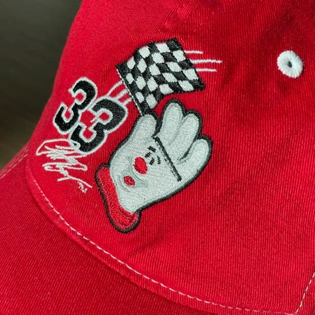 빈티지 자수 패치 레이싱 모자 볼캡 레드