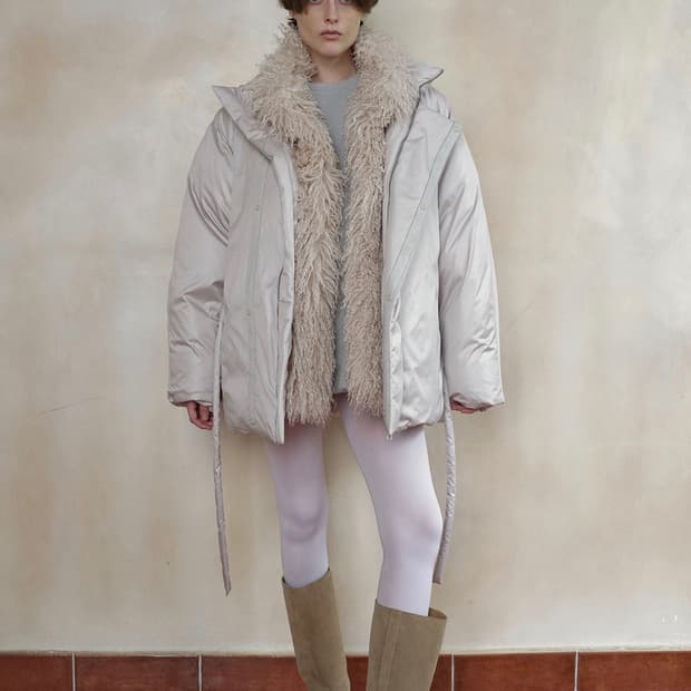 오버듀플레어 퍼 하이넥 구스다운 패딩 점퍼 fur padding